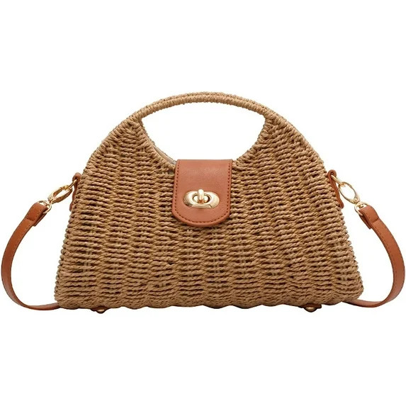 Kukuzhu Straw Handbags Women Summer Beach Tote Bag Hand Purse Vintage Wicker Woven Basket Boho Ra... | Walmart (US)