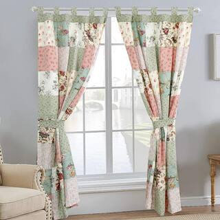 Floral Vine Country Cottage Flower Garden Patchwork Straight Multi-Color Rod Pocket Window Curtain Panel/Drapes 2 Piece | The Home Depot