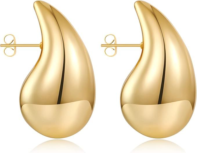 FAMARINE Waterdrop Gold Earrings for Women Teardrop Gold Big Earrings Fashion Jewelry Gift | Amazon (US)