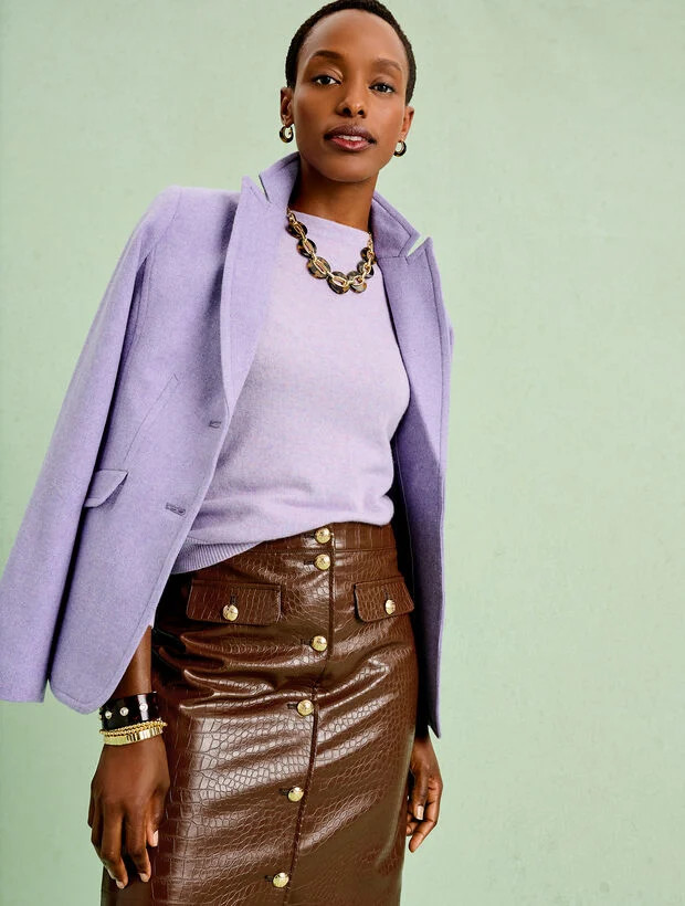 Croc Faux Leather A-Line Skirt | Talbots