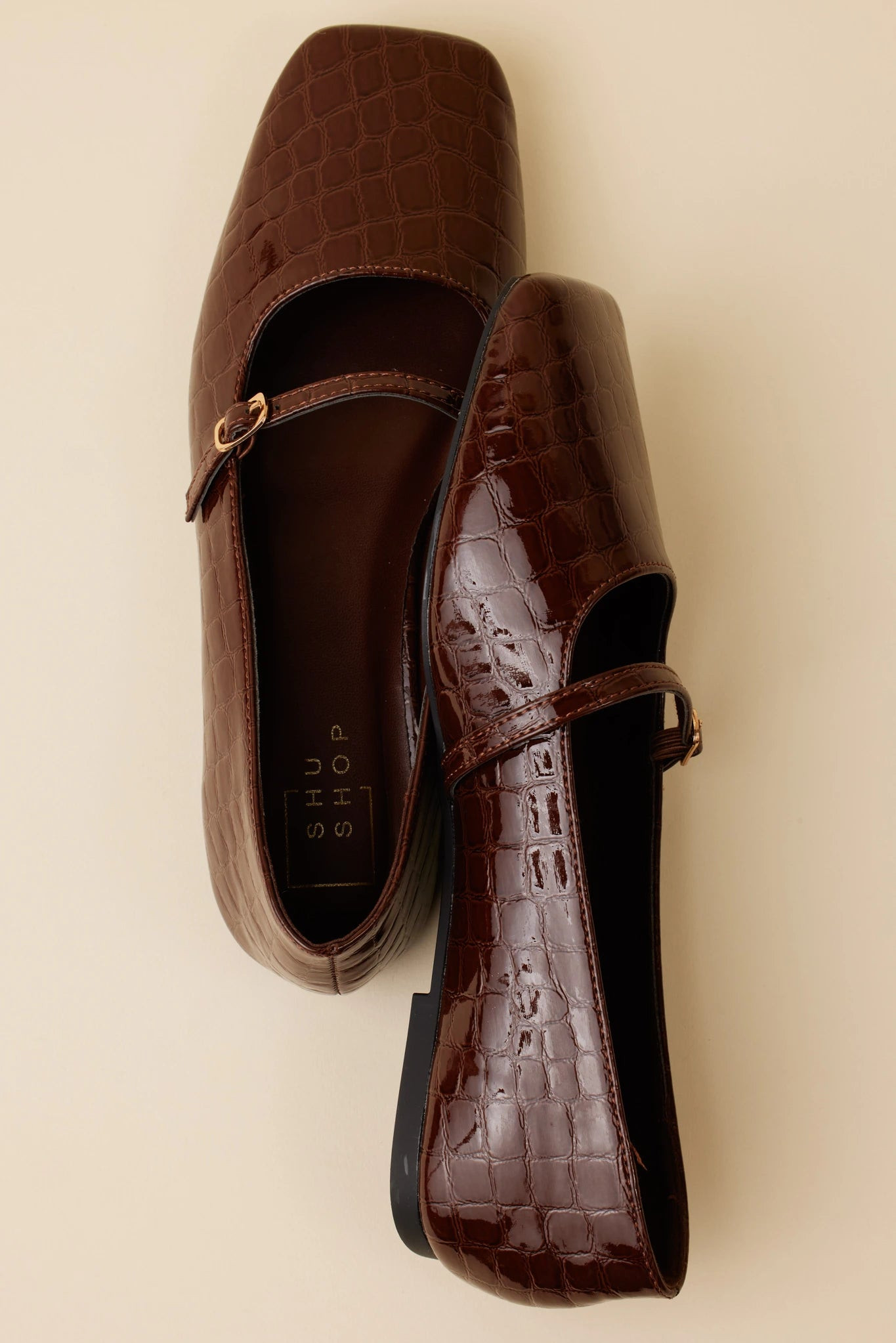 Adele Flats- Brown Croc | Avara