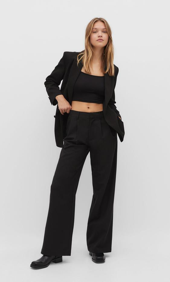 Striped smart trousers with an adjustable waistband | Stradivarius (UK)