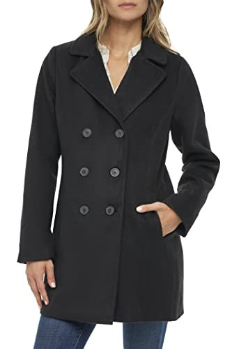Sebby S.E.B Women's Peacoat, Double Breasted Pea Coat in Black, Camel, Check, and Plaid. The Perfect Notched Collar Winter Wool Coat for women outerwear jacket. | Amazon (US)