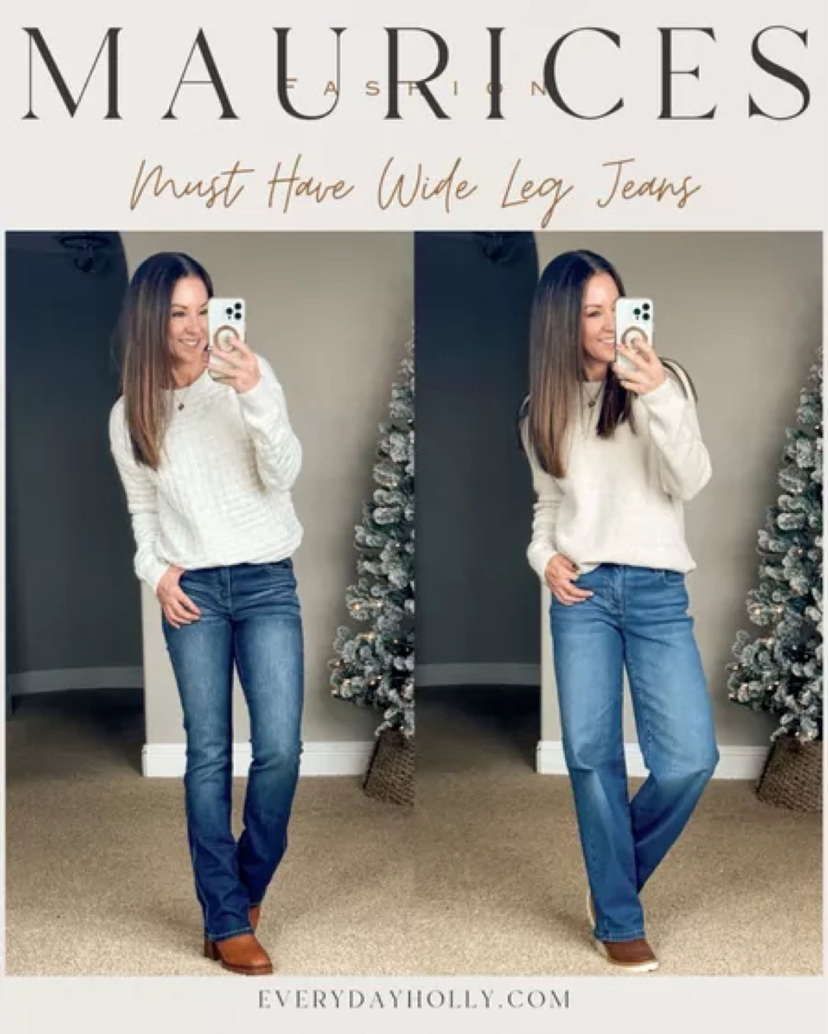  I found THE perfect pair of wide leg jeans from @maurices !! They come in 5 length options 🙀 extra short - extra long lengths in sizes 0-18! they are so cute, extremely comfy, flattering & on trend! 💯 For reference: I’m 5’1”, 110lbs Sweater XS Mid rise Wide leg Jeans 0 short Boots TTS Linked similar bootcut jeans Fall transition | denim trends | wide leg jeans | petite friendly jeans | Mom style | Fall outfits | Fall fashion trends | casual fall style | Everyday style | Capsule wardrobe | sweater weather | Chelsea boots | fall boots | Neutral sweater | comfy style | easy outfits | teacher outfit | workwear jeans |

#LTKHoliday #LTKstyletip #LTKSeasonal