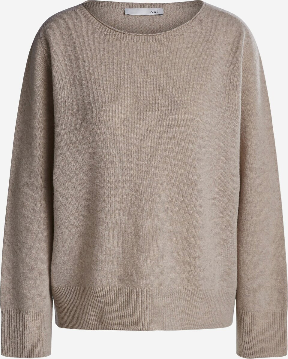 OUI Pullover in BeigeUnifarben, Wolle, Rundhals-Ausschnitt, Gerader Saum, RippbündchenAlle Produ... | ABOUT YOU (DE)