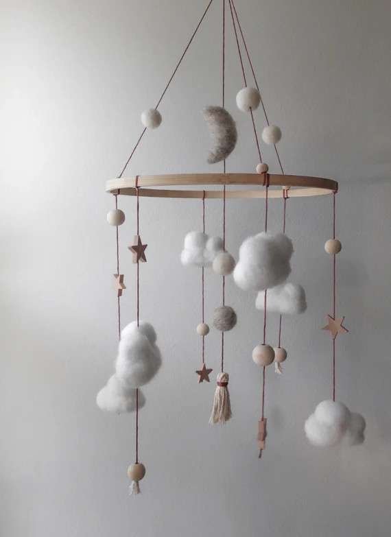 Stars and Moon Mobile - Clouds Baby Mobile for Nursery / Baby Shower Gift | Gender Neutral (Boy o... | Etsy (US)