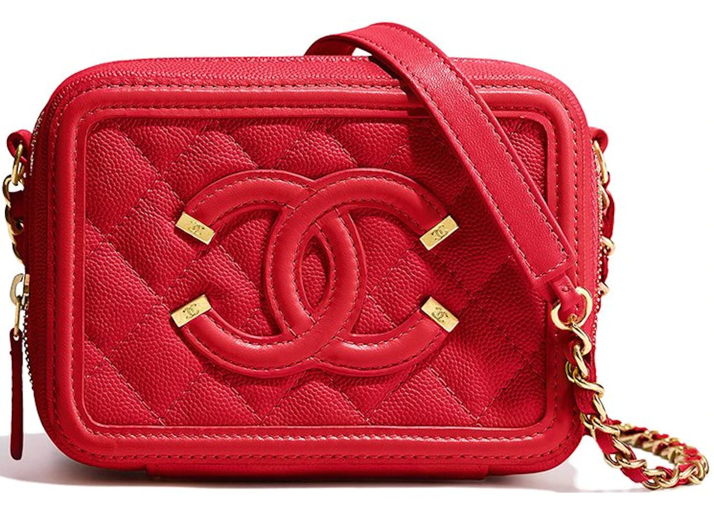 Chanel Filigree Vanity Clutch with Chain Quilted Caviar Gold-tone Red | StockX 