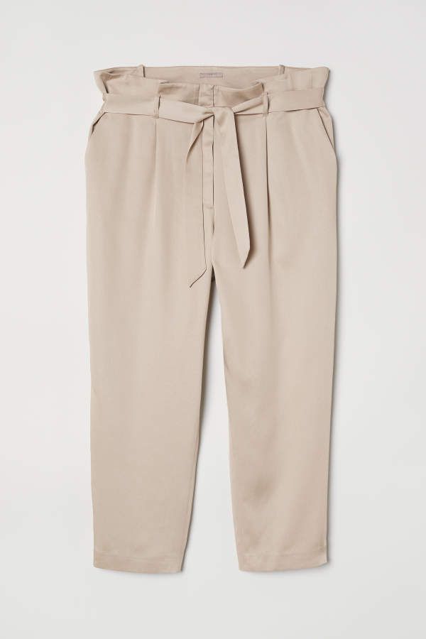 H & M - Lyocell Paper-bag Pants - Beige - Women | H&M (US + CA)