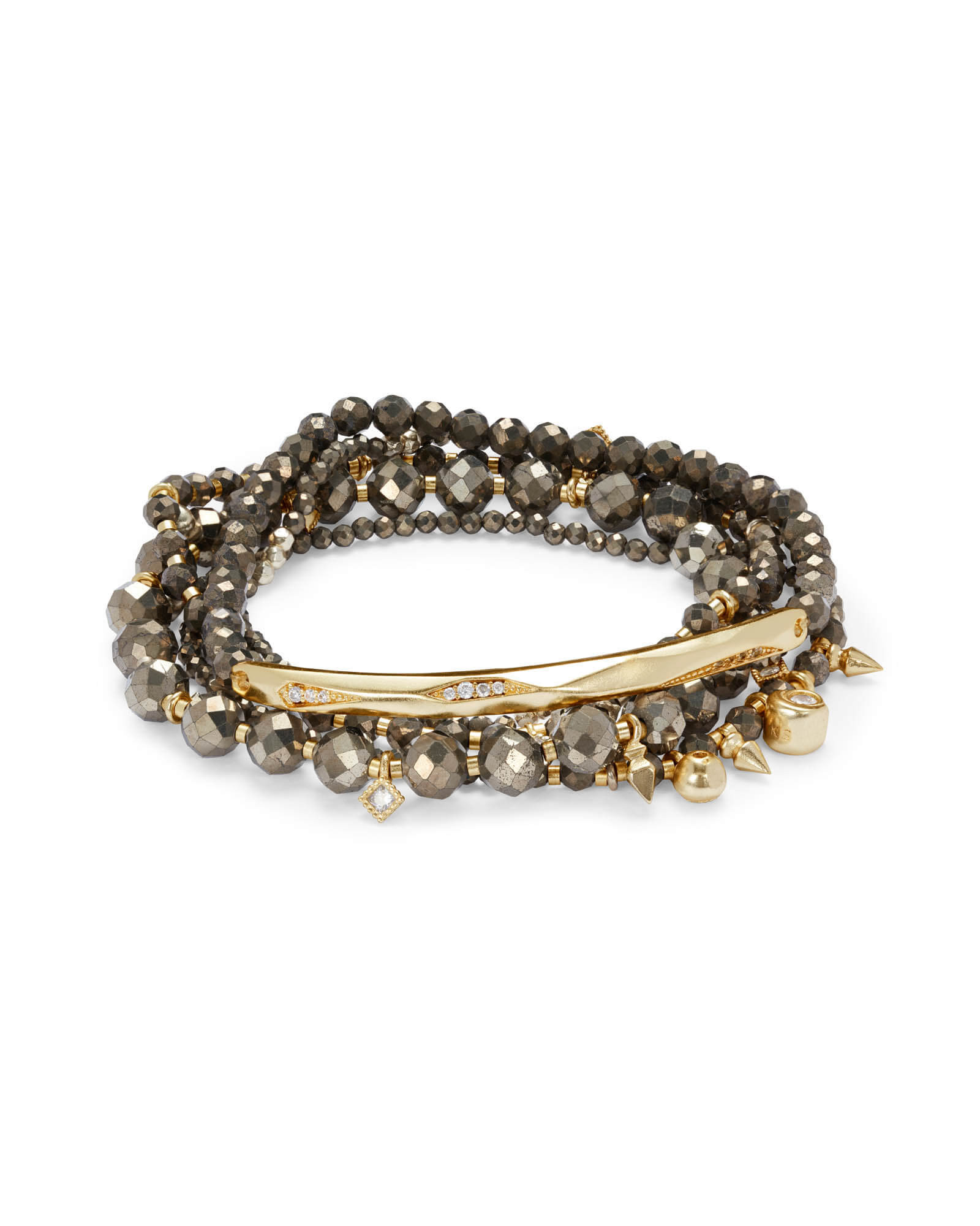 Supak Gold Beaded Bracelet Set in Brown Pyrite | Kendra Scott