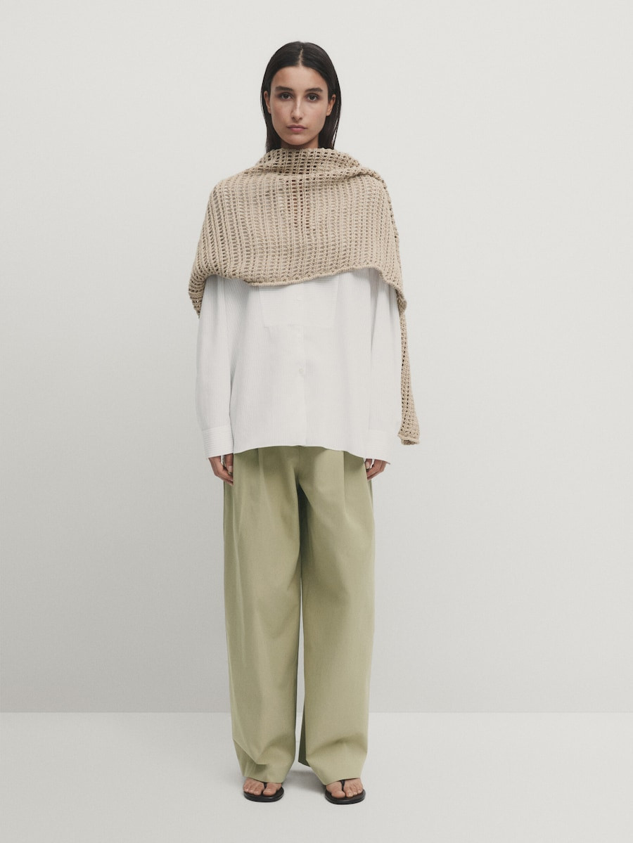 Mid-rise wide-leg technical trousers | Massimo Dutti UK