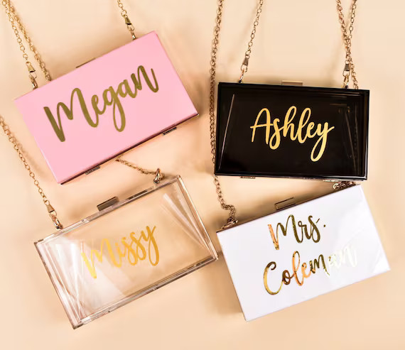 Personalized Acrylic Clutch for Bride | Bride Purse | Bridesmaid Gifts | Custom Wedding Gifts | B... | Etsy (US)