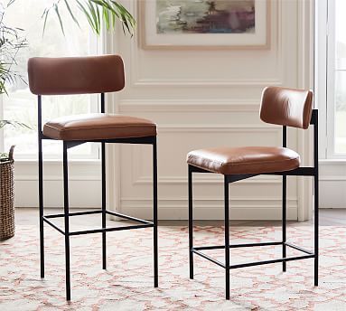Maison Leather Bar & Counter Stools | Pottery Barn (US)