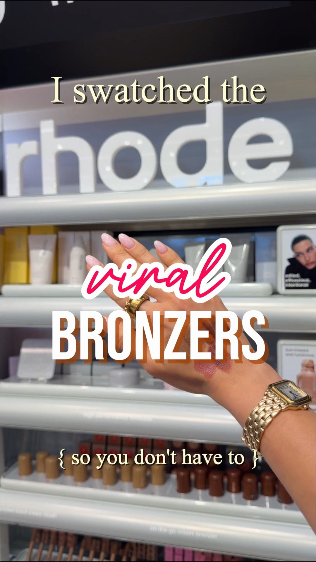 I swatched the @Rhode viral Pocket Bronze Long-Wearing Cream Bronzers so you don’t have to!
I have light, warm-neutral skin tone with olive overtone so I take bronzers swatching seriously 😜
My best match for Rhode bronzers is Sunbed - Light-medium to medium shade with a neutral undertone that doesn’t turn orange or ashy on me.

I also swatched two more shades of Pocket Blush Buildable Hydrating Cream Blush - Toasted Teddy, a bronzed terracotta that I’ve already have in my #sunkissedblush collection, and Tan Line*, a pinky tan that I’m planning to purchase as well.

It’s best to apply the blush and the bronzer with the Rhode brush, or any other dense blush. The product blends nicely into the skin and I love its natural satin finish with a little bit of fine shimmer that looks like glow on the skin.