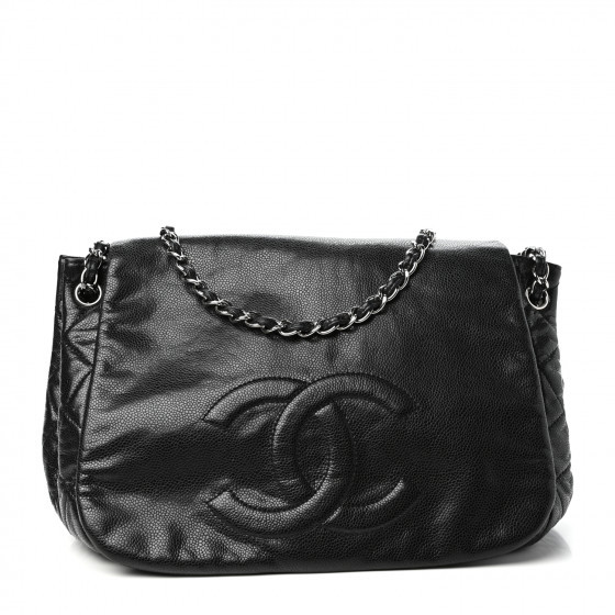 CHANEL Caviar Timeless CC Accordion Flap Black | Fashionphile