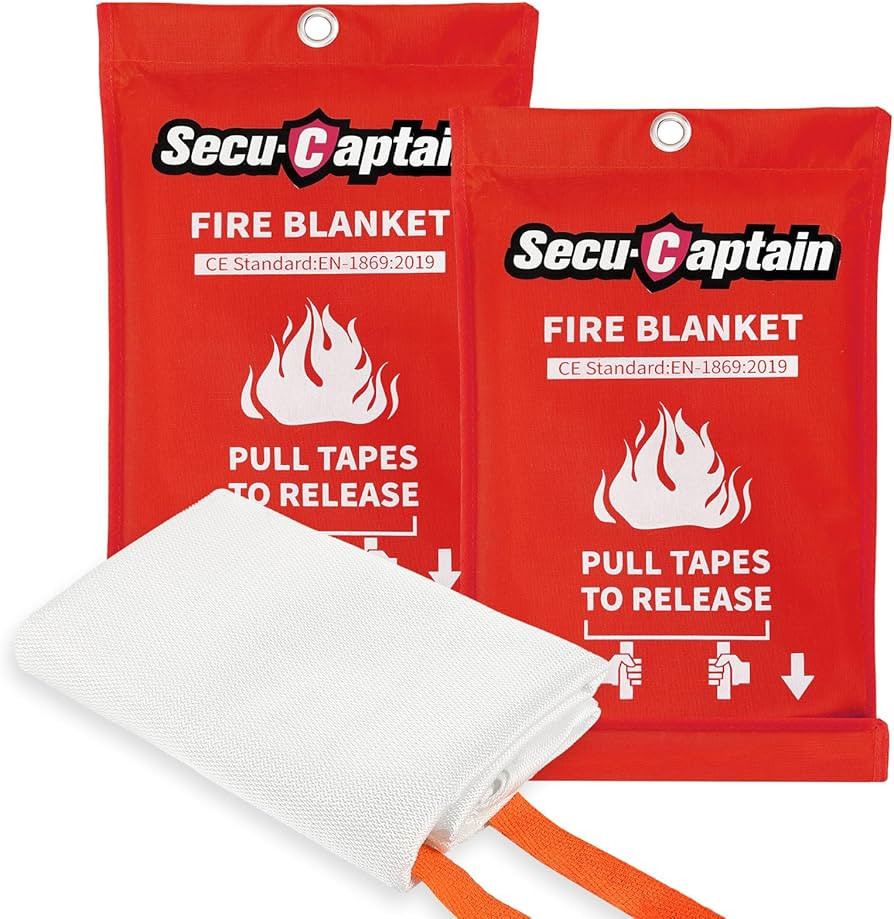 SecuCaptain Emergency Fire Blanket for Home and Kitchen - 2 Pack 40"x40" Flame Suppression Fiberg... | Amazon (US)