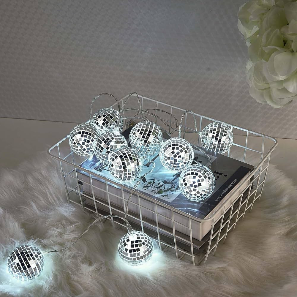 Efavormart 6FT - 10 Cool White Battery Operated Disco Mirror Ball LED String Lights for Wedding B... | Amazon (US)