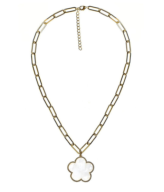 Clover - Gold & Pearl - Paperclip Charm Necklace - 18k Gold Plated | Lisi Lerch Inc