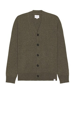 Norse Projects Adam Merino Lambswool Cardigan in Ivy Green | FWRD | FWRD 