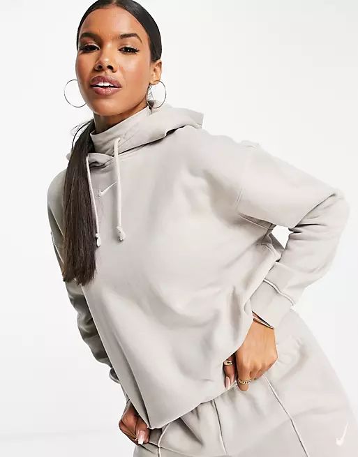 Nike Trend Fleece oversized hoodie in stone | ASOS (Global)