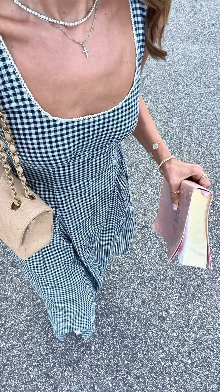 My church #ootd here! Linen-blend gingham midi dress in XXS petite. Summer outfit. Summer dress. Europe outfit. Americana outfit. Coastal outfit. Kitten heels are TTS.

#LTKootd #LTKTravel #LTKPetite