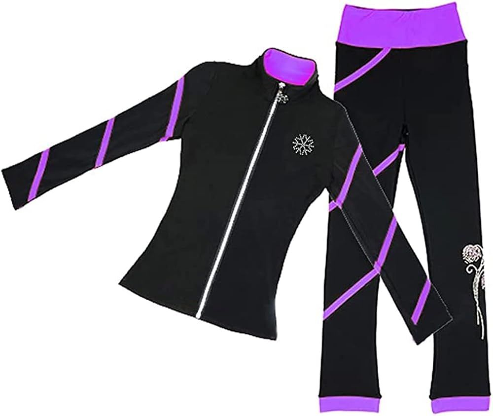 Figure Skating Spiral Jacket Pants Fleece Pants for Girls Black Pants for Women | Amazon (US)