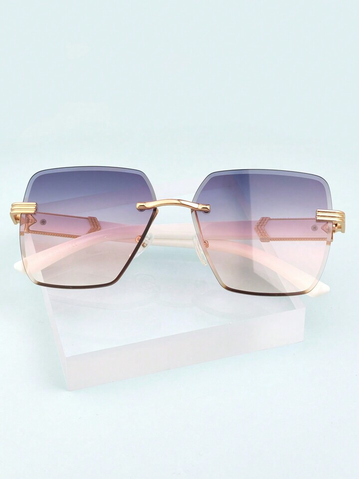 1pc Women's Gradient Purple-pink Metal Decor Frameless Fashion Glasses, Suitable For Daily Wear, ... | SHEIN