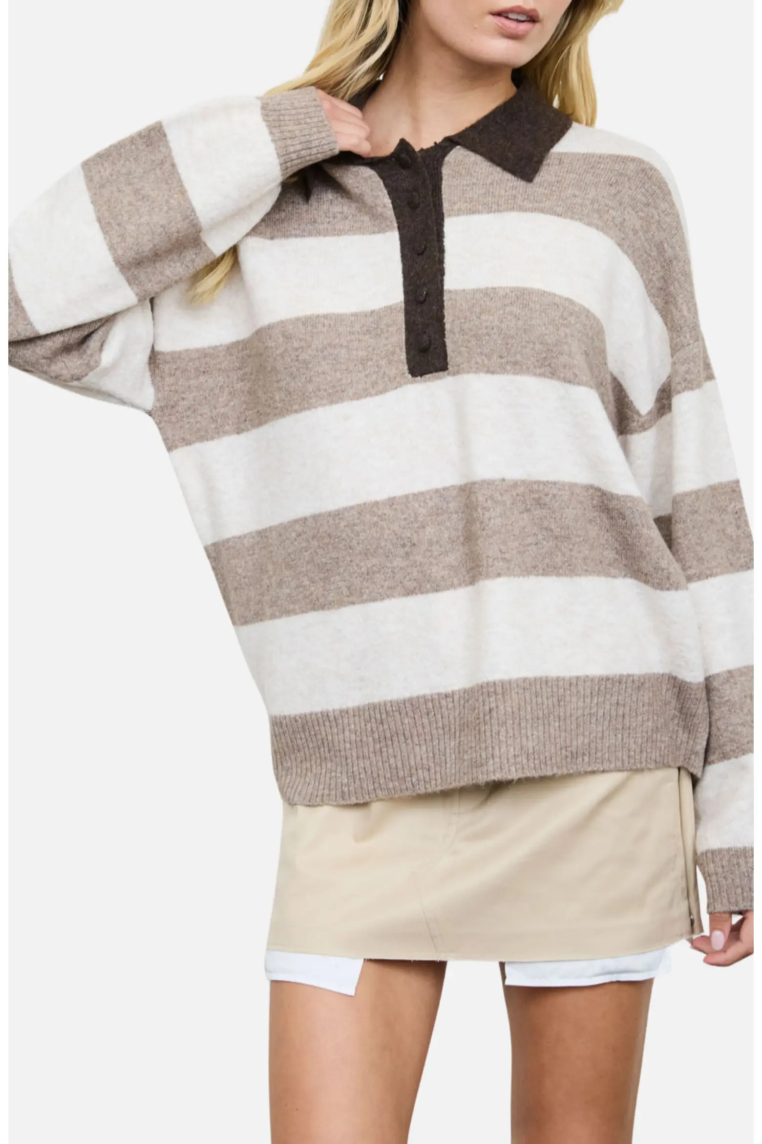 Blu Pepper Stripe Polo Sweater (Women) | Nordstromrack | Nordstrom Rack