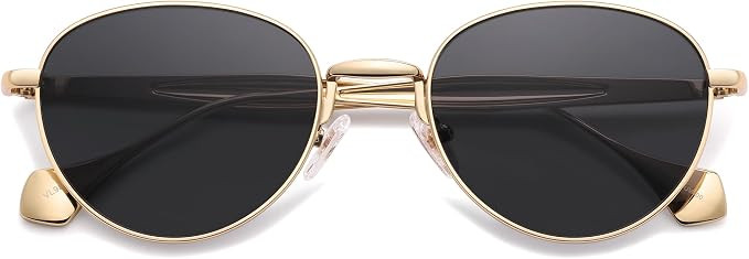 VANLINKER Small Polarized Sunglasses for Women Men Retro Round Metal Frame Classic Hippie Circle ... | Amazon (US)
