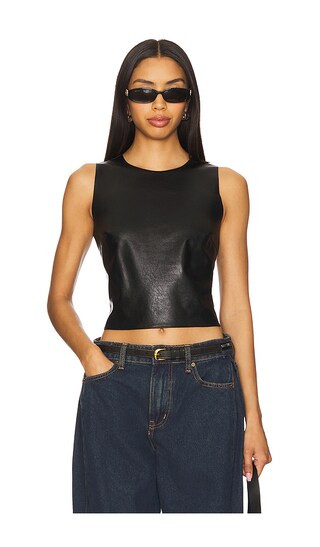 Faux Leather Shell Top in Black | Revolve Clothing (Global)