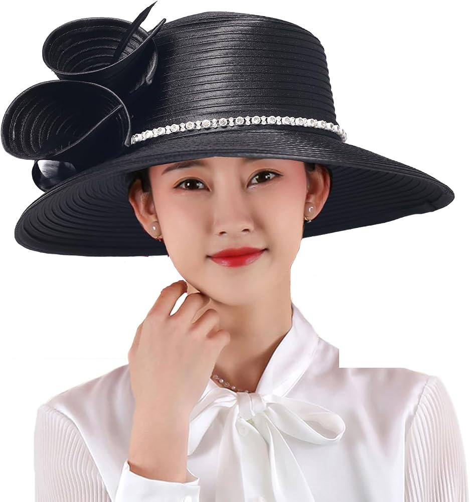 Fedora Hat Wide Brim Sun Hats Fascinators for Women Elegant Church Wedding Party Dress Derby Boat... | Amazon (US)