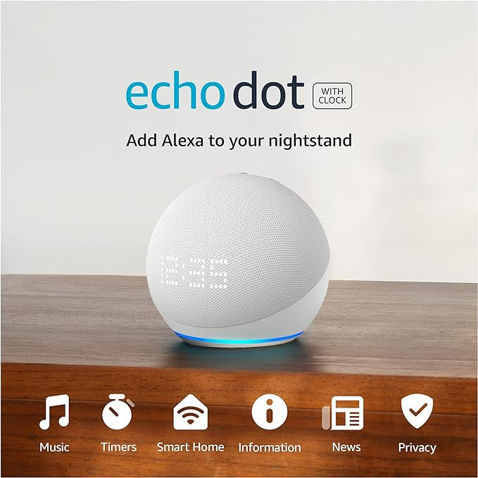 Amazon Echo Dot (5th Gen) with clock | Compact smart speaker with Alexa and enhanced LED display ... | Amazon (US)