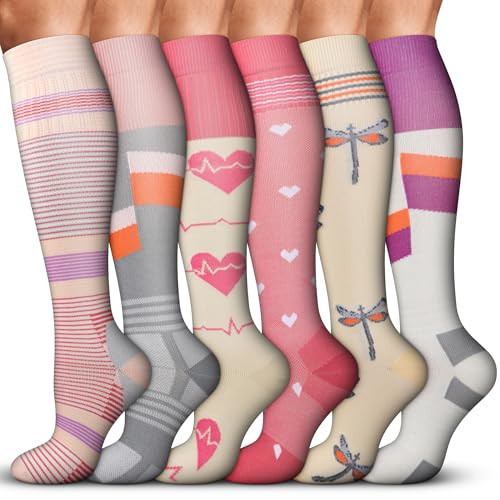 Acture 6 Pack Compression Socks for Women and Men - Knee High for Medical, Running, Nurses, Travel | Amazon (US)