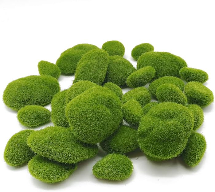 TIHOOD 30 PCS 3 Size Artificial Moss Rocks Decorative, Green Moss Balls,Moss Stones, Green Moss C... | Amazon (US)