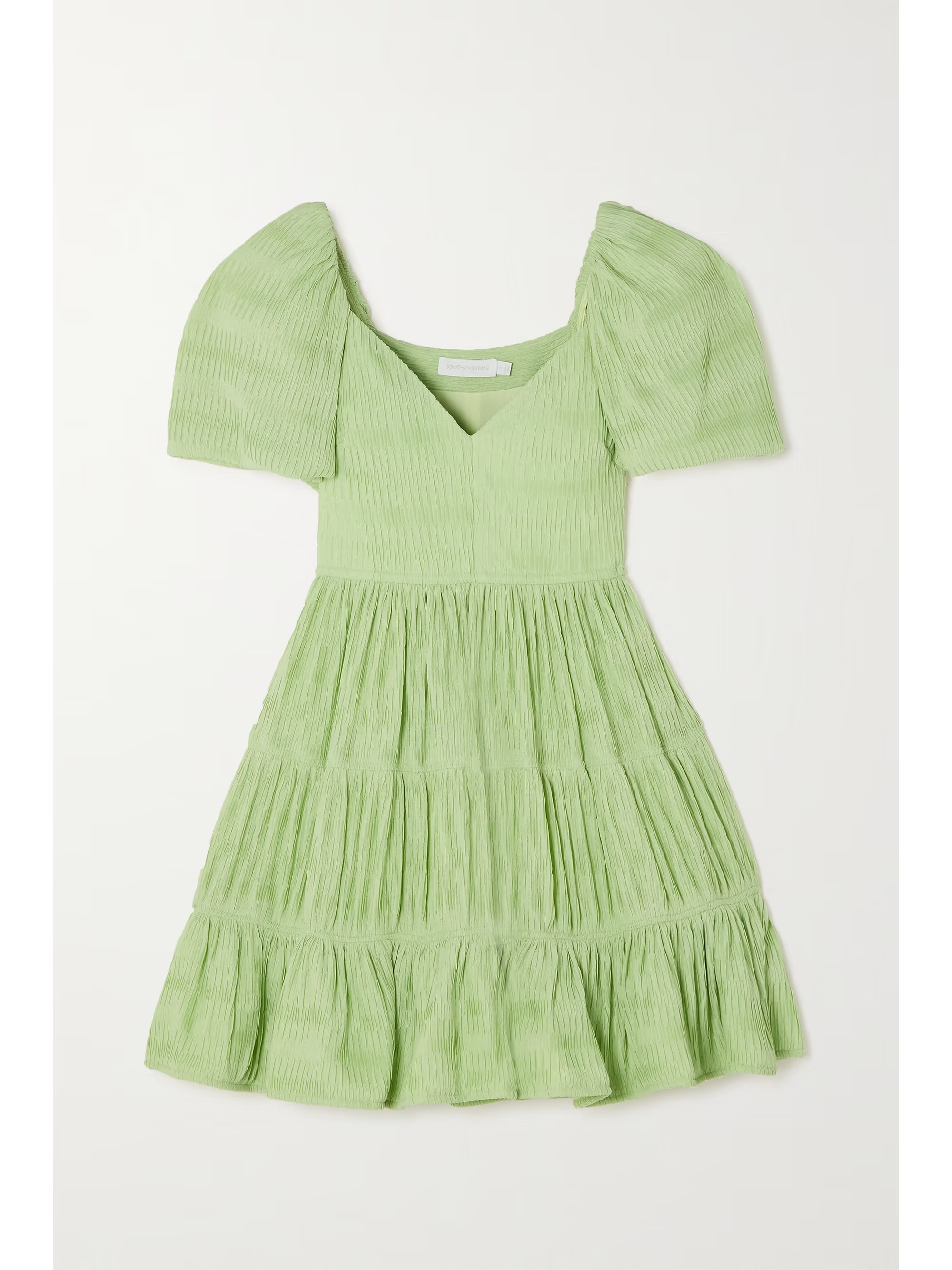 Cadence ruffled tiered plissé-gauze mini dress | NET-A-PORTER (UK & EU)