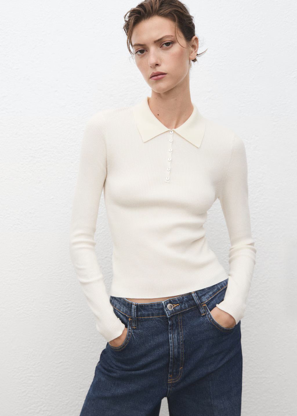 Polo-neck ribbed sweater | Mango (US/MX/AU)