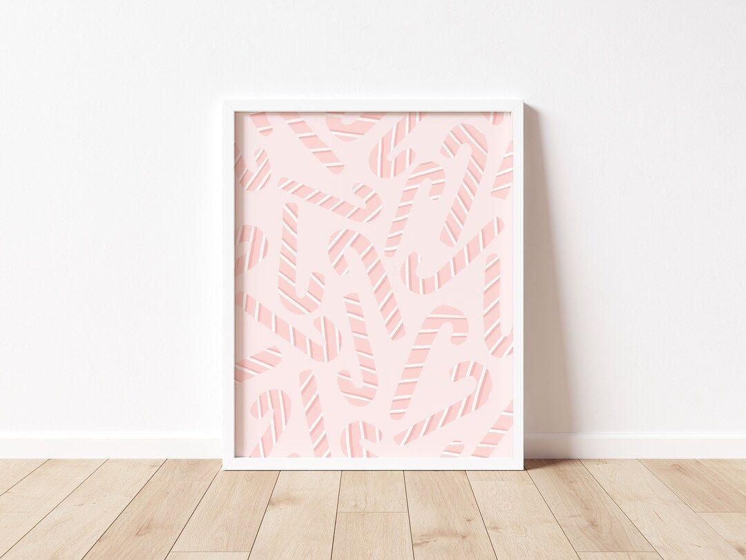 Candy Cane Printable Pink Christmas Print Pink Holiday - Etsy | Etsy (US)