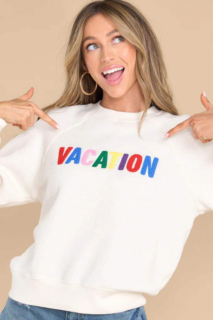 Vacation Adobe White Sweatshirt | Red Dress 
