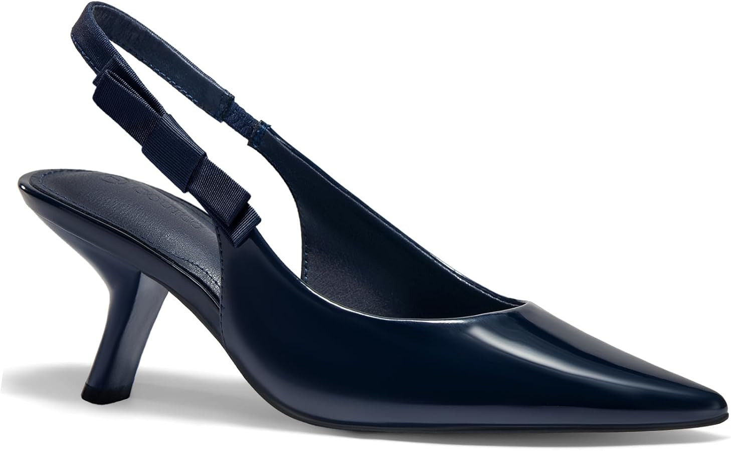 Coutgo Womens Slingback Kitten Heels Closed Pointed Toe Bowknot Patent Leather Slip on Work Pumps... | Amazon (US)