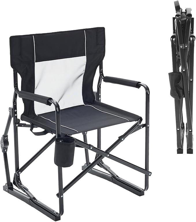Folding Rocking Chair for Adults - Outdoor Camping and Lawn Chair with Breathable Mesh, Detachabl... | Amazon (US)
