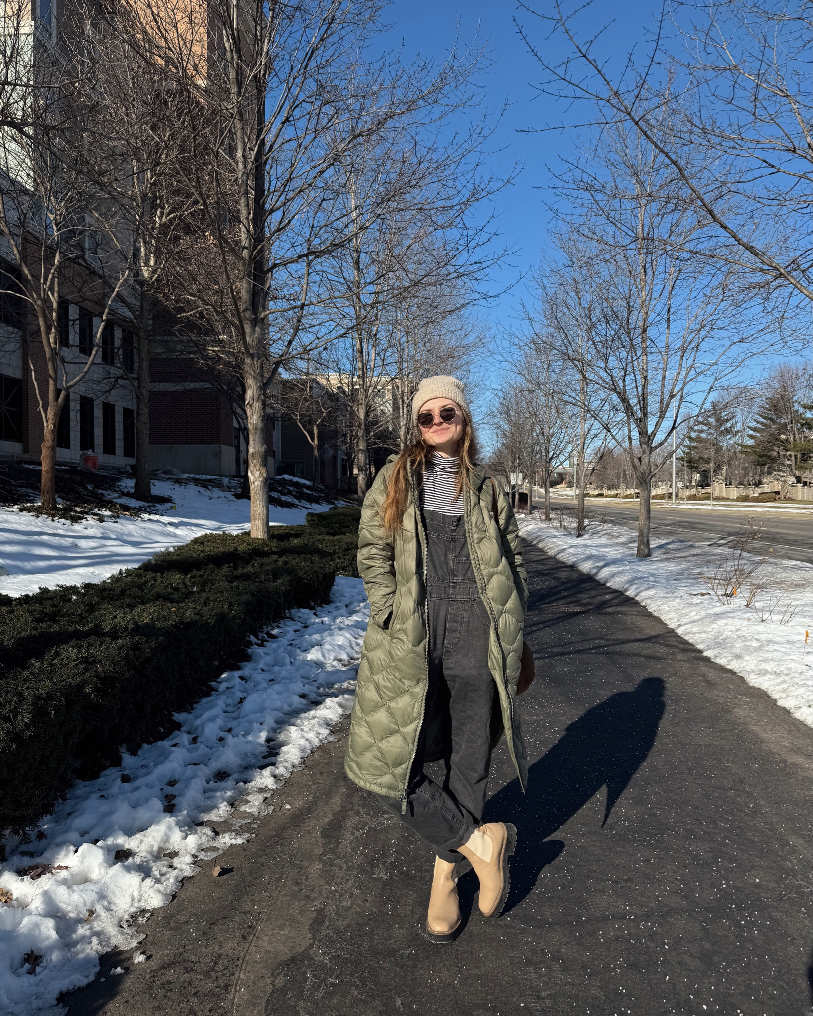 wearing a small in jacket, lightweight and so warm- 50% off in cart! wearing xs in overalls, some of my favorite! Striped turtleneck and scarf are old but linked similar! 

Winter outfit, winter coat, layering 

#LTKSeasonal #LTKStyleTip