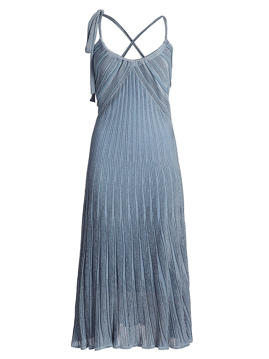 Women's Cascadian Ribbed Metallic Midi-Dress - Metallic Blue - Size 10 | Saks Fifth Avenue