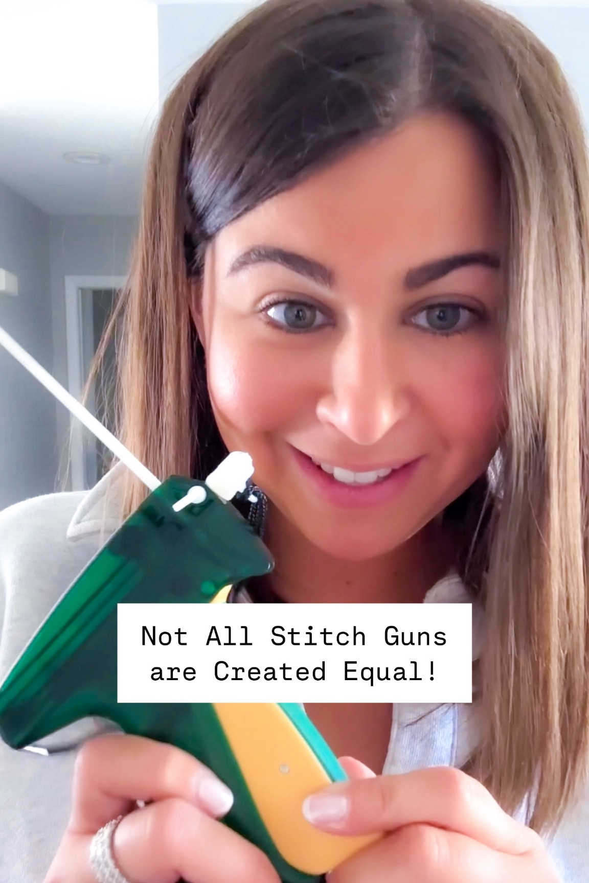 Not all stitch guns are created equal! This one is the BEST because it actually works. I bought 3 prior that failed me. You can use it for a temporary fix on:

	1.	Hemming clothes
	2.	Pinning down collars
	3.	Attaching bra straps
	4.	Securing tags
	5.	Holding fabric layers
	6.	Quick upholstery fixes
	7.	Repairing curtains
	8.	Securing loose buttons
	9.	Costume adjustments
	10.	Quilting placeholders
	11.	Tacking down zippers
	12.	Closing small tears
	13.	Securing belt loops
	14.	Attaching appliqués
	15.	Fastening badges



#LTKFamily #LTKMidsize #LTKOver40