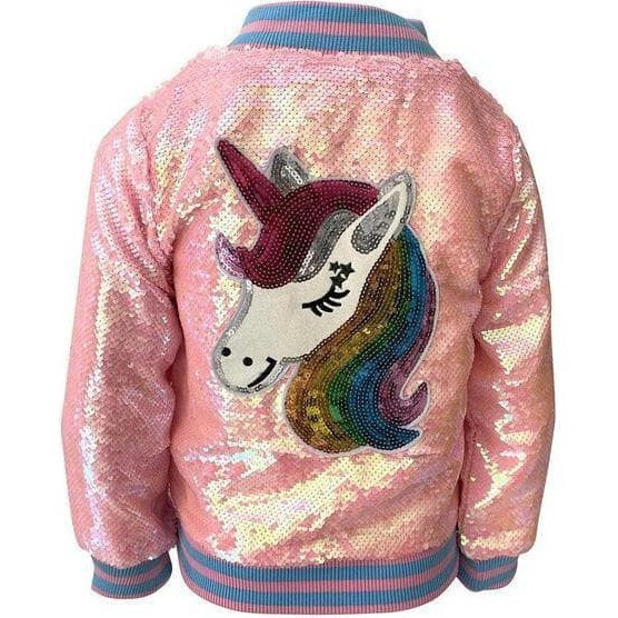 Pretty in Pink Unicorn Sequin Bomber, Pink | Maisonette