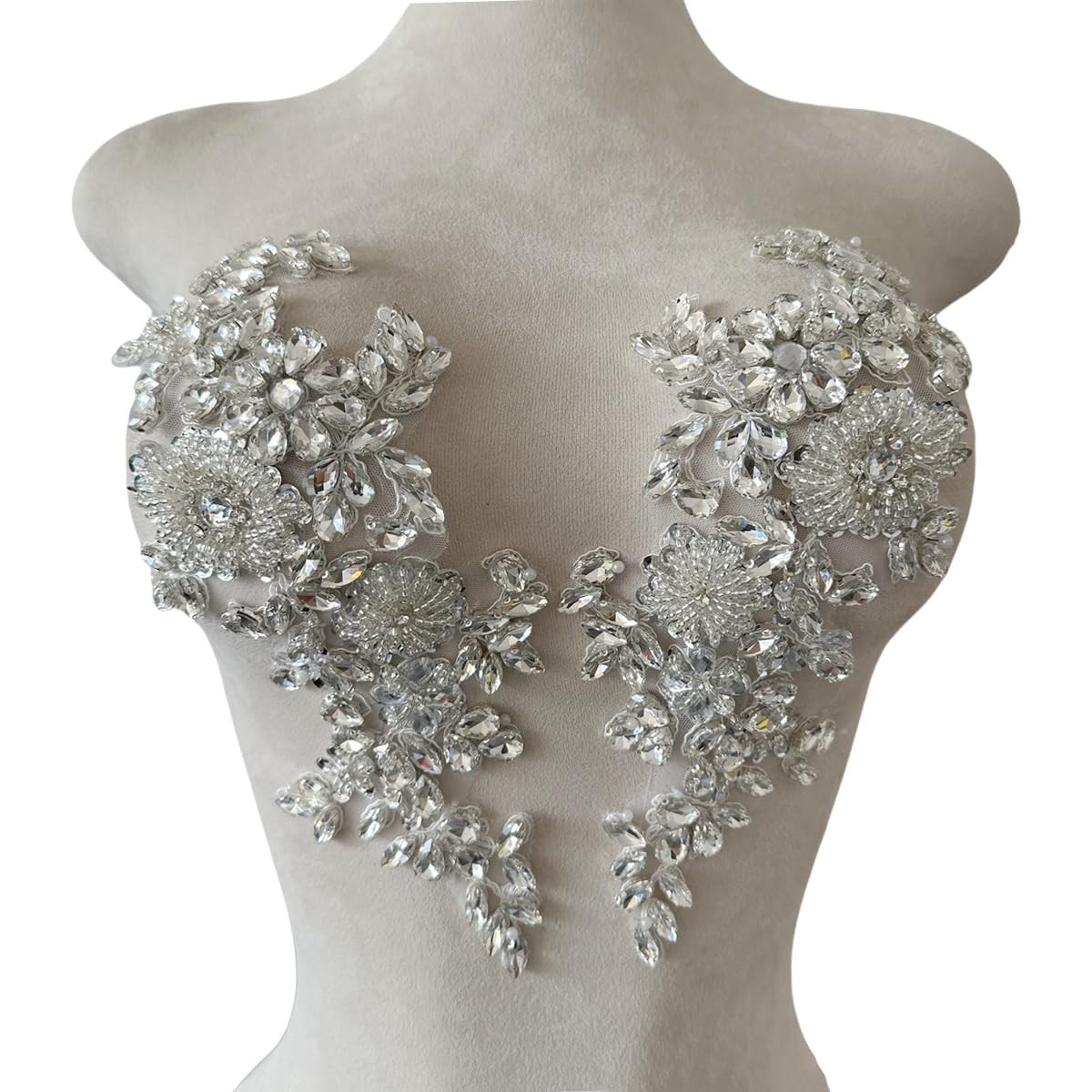 Handmade Shining Rhinestones lace Applique Patches Sewing Beads Sequins Stone Trim Accessories fo... | Amazon (US)