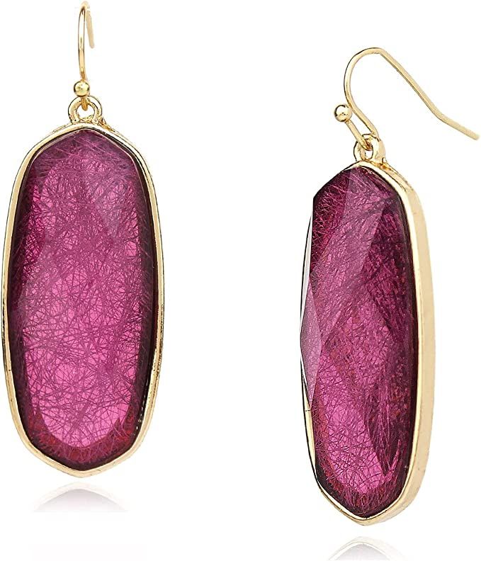 Pomina Colorful Geometric Faceted Crystal Glass Dangle Drop Earrings, Fashion Statement Resin Ova... | Amazon (US)
