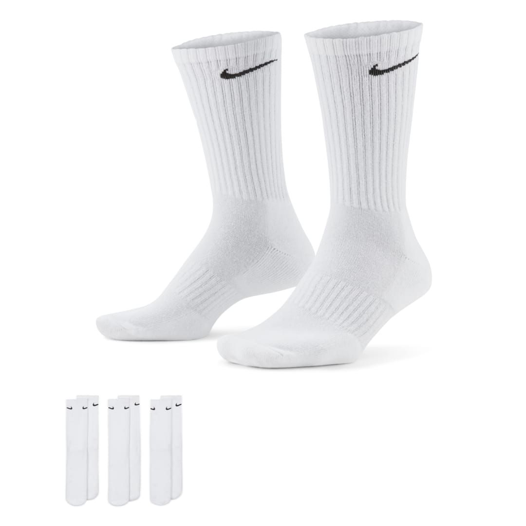 Nike Everyday Cushioned Training Crew Socks (3 Pairs) Size S (White) SX7664-100 | Nike (US)