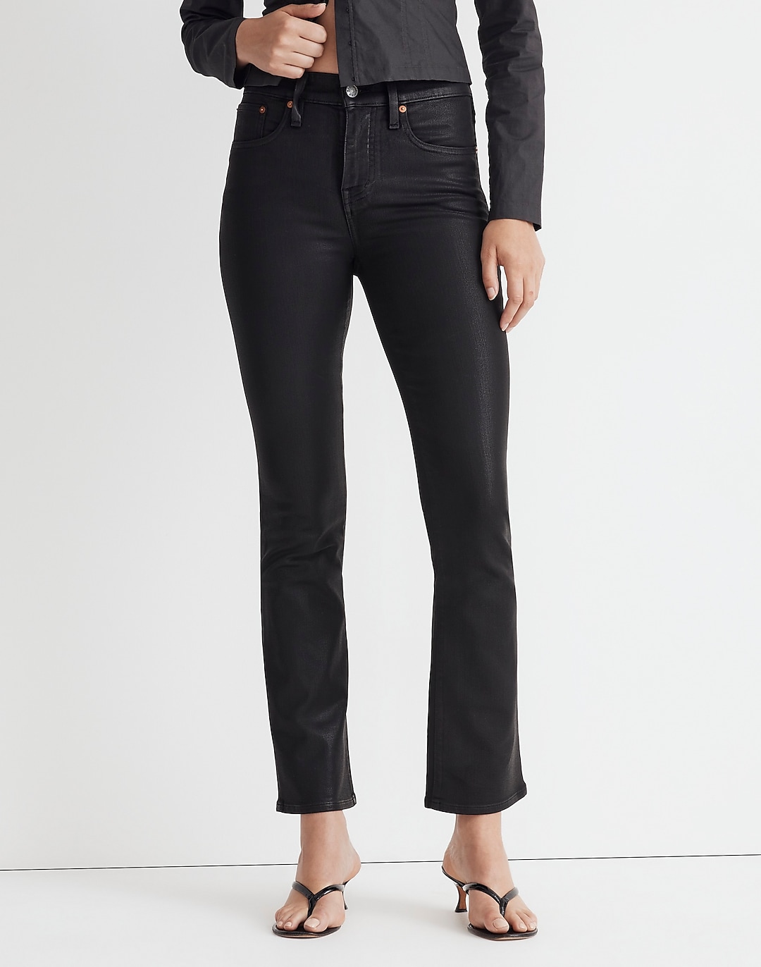 Kick Out Crop Jeans in True Black Wash: Coated Edition | Madewell
