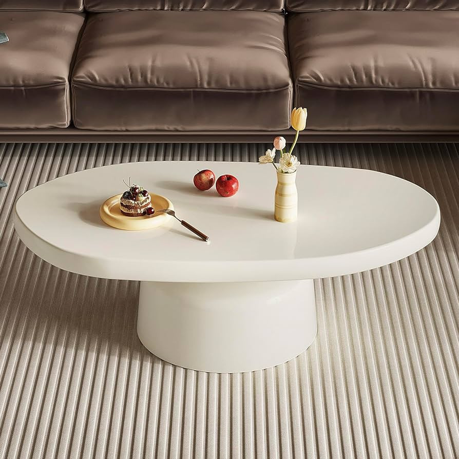 GraceNook White Oval Coffee Table, 45" Apartment Small Coffee Table, Modern Living Room Coffee Ta... | Amazon (US)