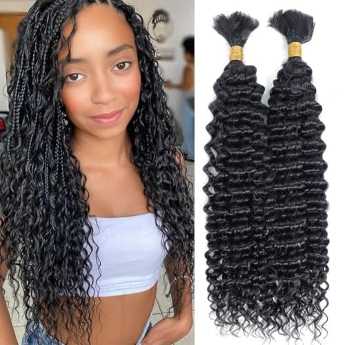 Urbeauty Human Braiding Hair, Bulk Human Hair for Braiding, Human Braiding Hair Wet And Wavy, Boho/Bohemian Knotless Braids No Weft Water Wave 100% Unprocessed Virgin Hair Micro Goddess Braids 18 Inch | Amazon (US)