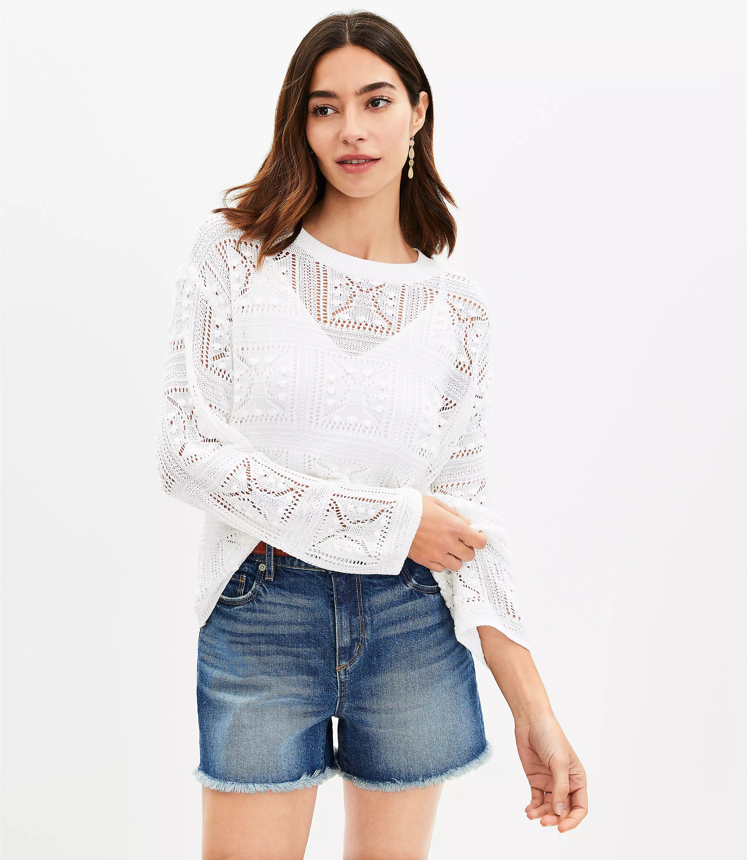 Chunky Pointelle Stitch Sweater | LOFT
